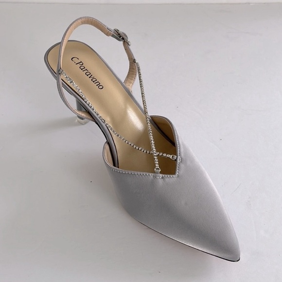 Crystal-Embellished Slingback Pumps
C.Paravano Satin Dress Shoes Size 7 US NWT - Picture 7 of 10